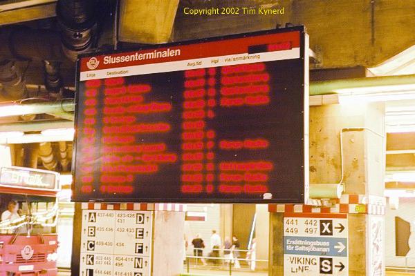 Slussen, electronic departure board