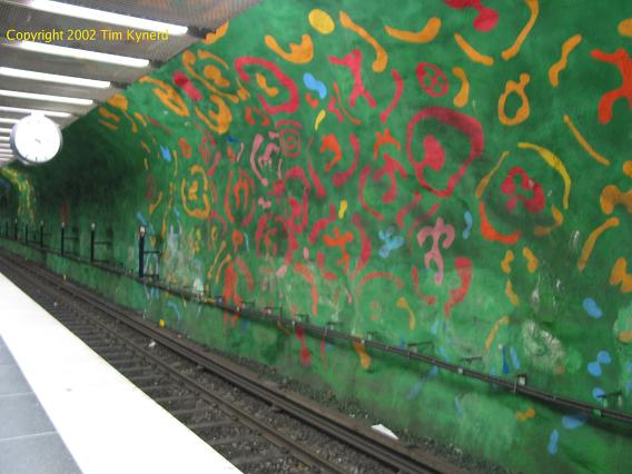 Alby, northbound platform, artwork on track wall