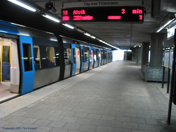 Farsta strand, train and LED sign