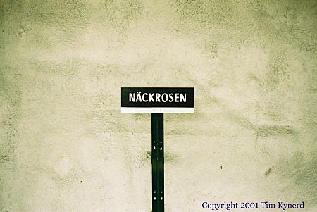 Näckrosen, track-wall station name sign
