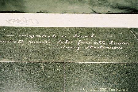 Näckrosen, platform, quotation from Harry Martinson