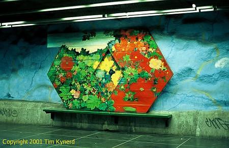 Stadion, painting and bench