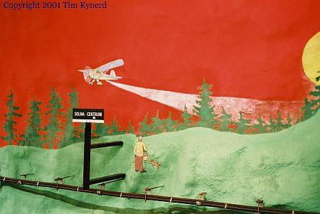 Solna centrum, track-wall artwork with track-wall station name sign