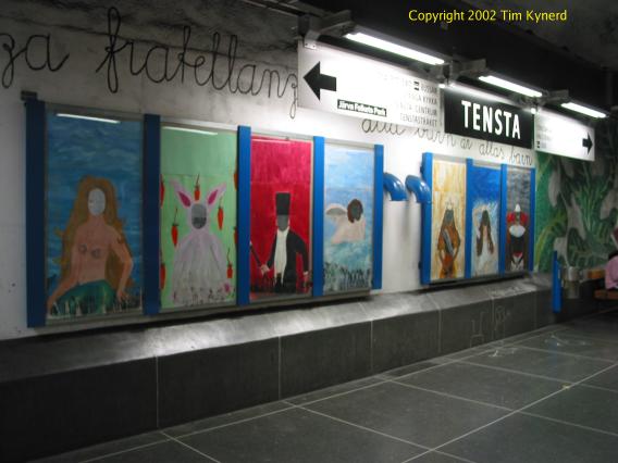 Tensta, artwork on southbound platform wall