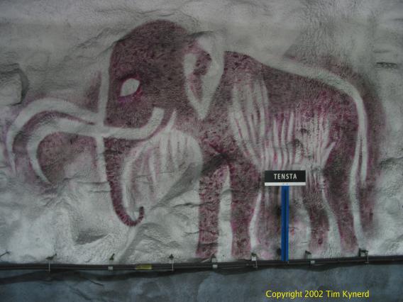 Tensta, elephant on southbound track wall