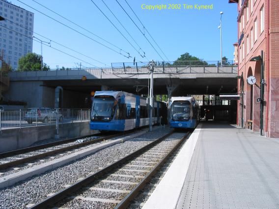 Alvik, two tramcars