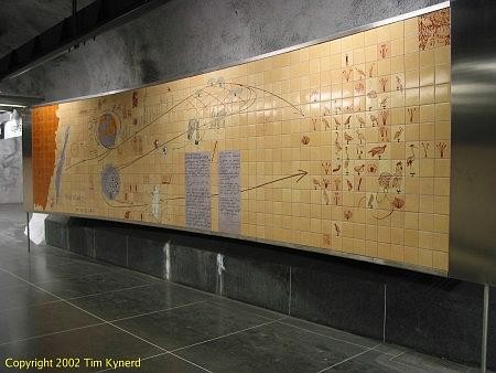 Universitetet, panel on northbound platform